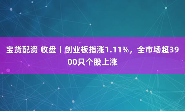 宝货配资 收盘丨创业板指涨1.11%，全市场超3900只个股上涨