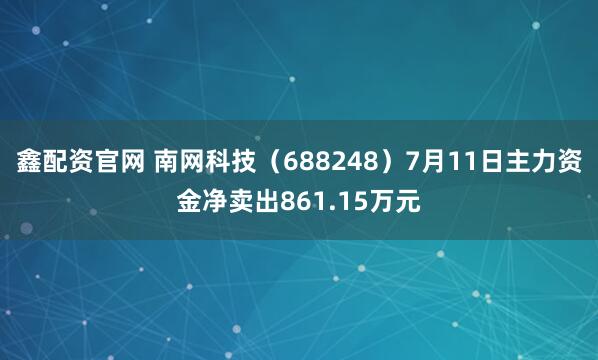 鑫配资官网 南网科技（688248）7月11日主力资金净卖出861.15万元