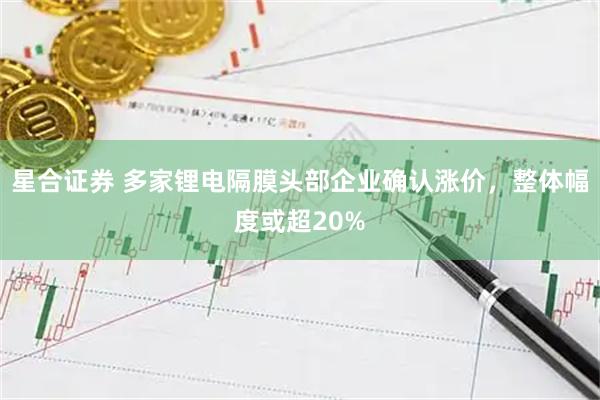 星合证券 多家锂电隔膜头部企业确认涨价，整体幅度或超20%